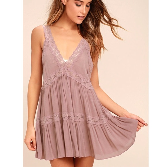 Free People Dresses & Skirts - Free People Look Of Love Lace Mini Slip Dress xs
